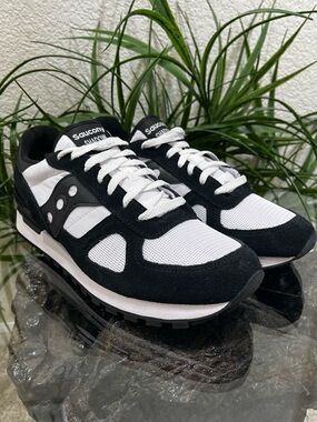 NWT Men's SAUCONY Shadow Original Lace Up Tennis Shoe In White/Black